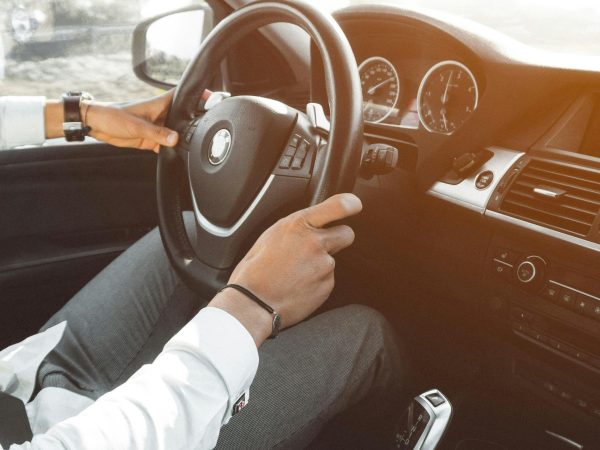 Close-up of a luxury car's interior while driving in Marrakech, Morocco.